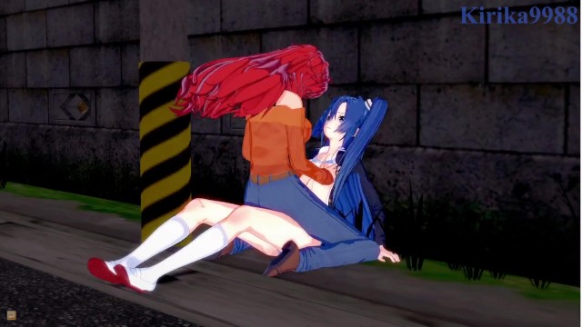 [3D]小美和莉莎在一条废弃的街道上进行激烈的性爱